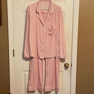 Auden Women’s Cloud Knit Modal Notch Collar Top And Pants Pajama Set Size XXL